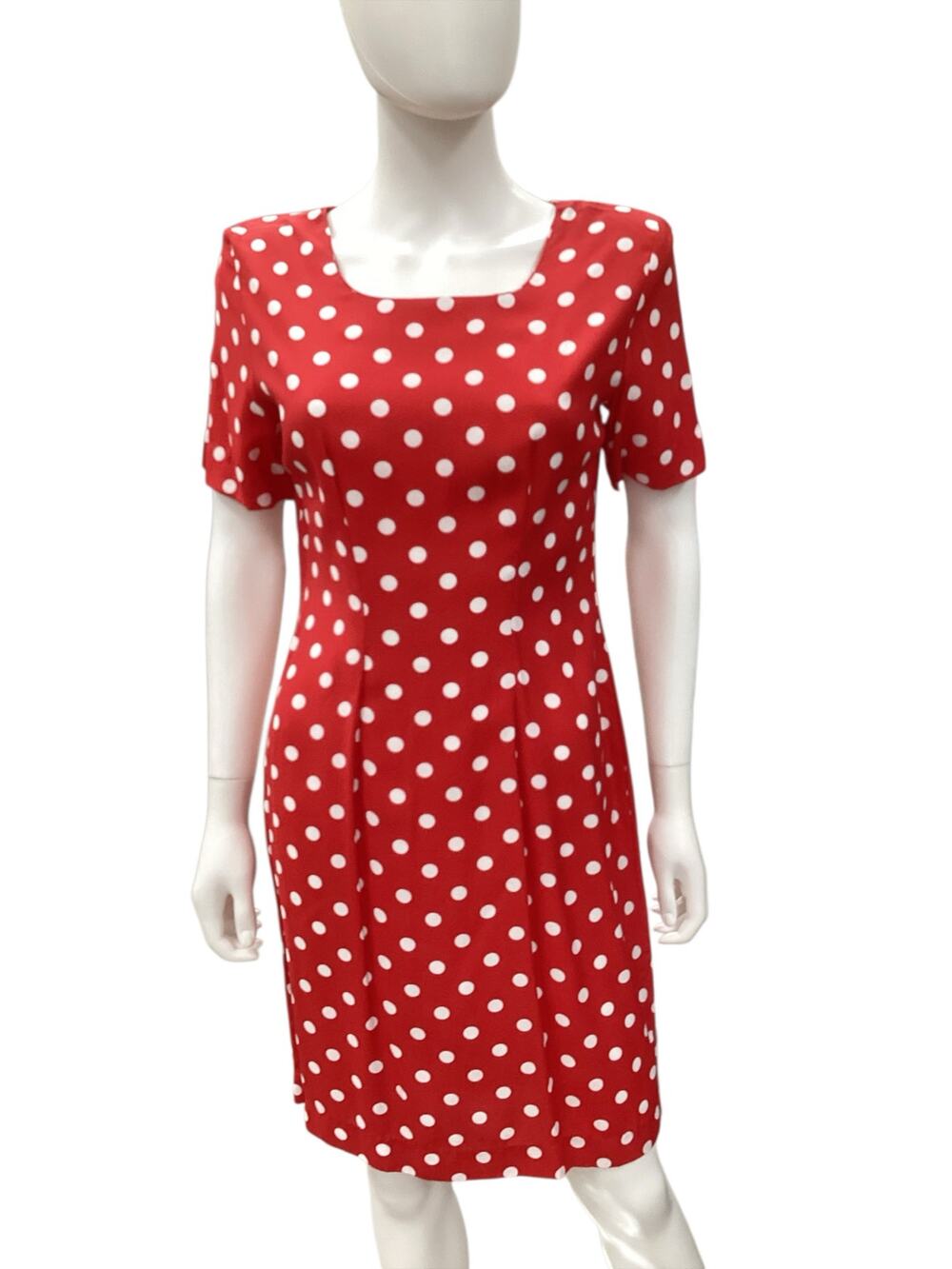 Vintage Jennifer James Dress Women’s SZ 8 Polka Dot Short SleeveKnee Length Red